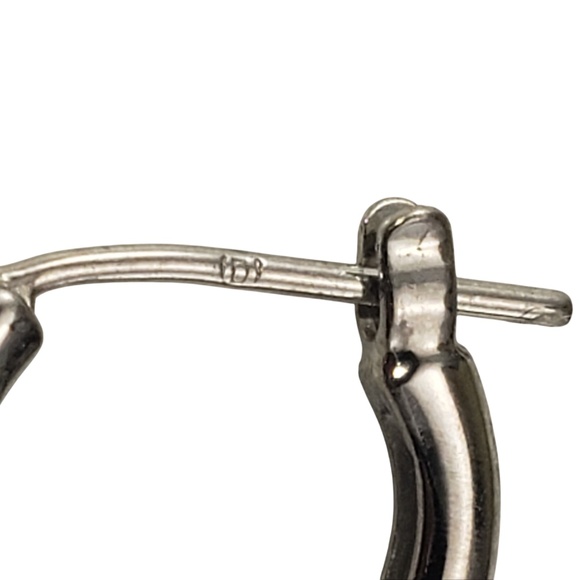 10 Karat White Gold and Diamond Small Hoop Earrings #20650 - Picture 5 of 8